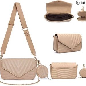 Ant Expedition Beige Quilted Cross with Coin Purse - Chain not Included